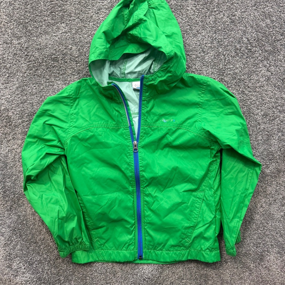 Columbia Kids XS Green Glennaker Rain Jacket Hooded Windbreaker 1574731
